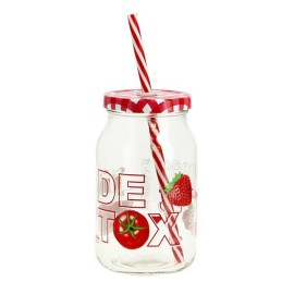 Sklenený pohár so slamkou CERVE Detox 450ml MIX farieb