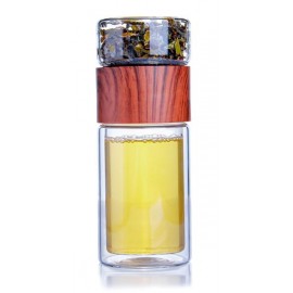 Sklenená fľaša na čaj TORO 205ml+85ml borosilikátové dvojité sklo