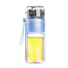 Sklenená fľaša na čaj TORO 165ml+90ml borosilikátové dvojité sklo