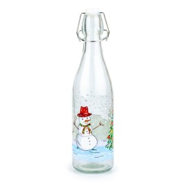 Sklenená fľaša s patentným uzáverom TORO 1l snehuliak