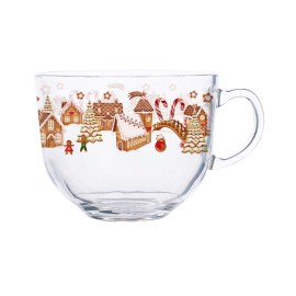 Sklenený hrnček TORO 400ml perníčková dedinka