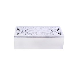 BOX 23X11X7CM 3 PRIEHRADKY VO VNÚTRI DREVO BIELA