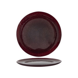 Sklenený jedálenský tanier 27cm červený s glitrami