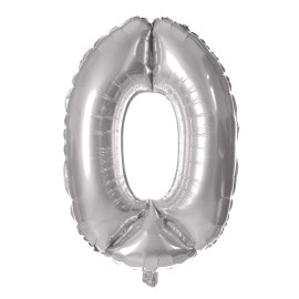 Balónik fóliový TORO číslica 0 30cm strieborný
