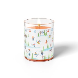 SVIEČKA V SKLE LYŽIARI 7X8CM 130G 20H HORIACA