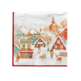 VIANOČNÉ OBRÚSKY ZASNEŽENÁ DEDINA 3PLY 33X33