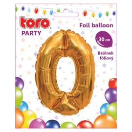 Balónik fóliový TORO číslica 0 30cm