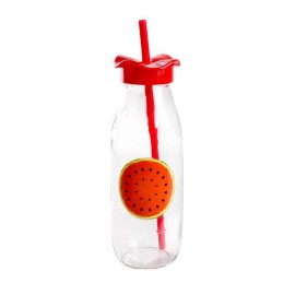 Sklenená fľaša so slamkou TORO ovocie 500ml MIX motívov