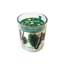 VIANOČNÁ SVIEČKA V SKLE BOROVICOVÉ LISTY 8X9CM 206G