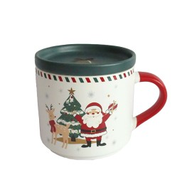 Vianočný keramický hrnček s viečkom TORO 400ml Santa
