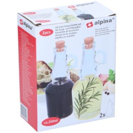 Sklenené fľaše na olej a ocot ALPINA 2ks 250ml