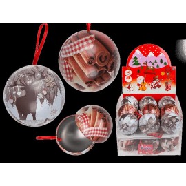 Guľa vianočná, závesná, plech, assort