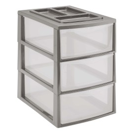 REGÁL S 3 ZÁSUVKAMI 38X27X38CM, PLAST, HNEDÝ