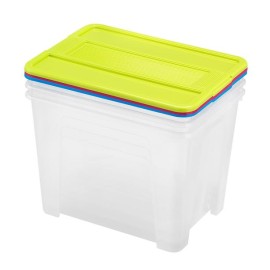 Plastový úložný box s vekom HEIDRUN TexBox 3x21l