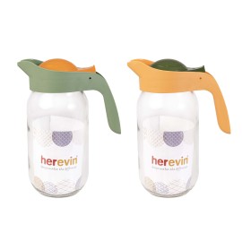 DŽBÁN 1 L, SKLO/PLAST, FAREBNÉ VIEČKA