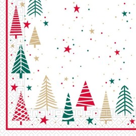 Vianočné papierové obrúsky 33x33cm 3vrstvové stromčeky