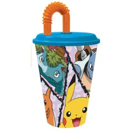 Plastový téglik so slamkou POKÉMON 430ml