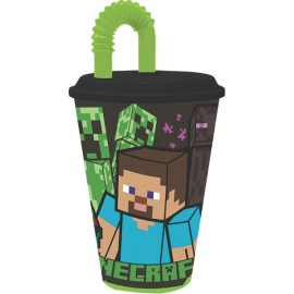 Plastový téglik so slamkou MINECRAFT 430ml